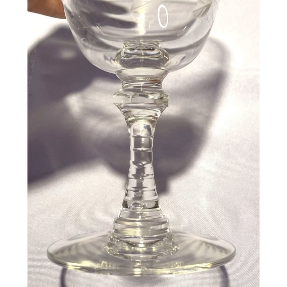 Set of 7 Crystal Rose Etched Iced Tea Glasses Cut Glass Stem Bubbles Vintage - Picture 4 of 10